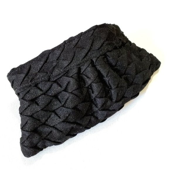 Lauren Merkin baguette clutch black metallic shimmer woven fabric Louise - Picture 1 of 9